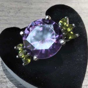 Sterling Silver Amethyst and Peridot Ring ( Size 8 )